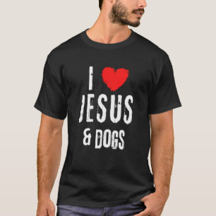 Vintag Grunge I Liebe Jesus & Hunde Christlich T-Shirt