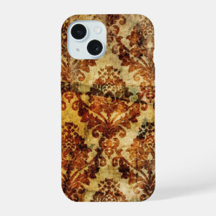 Vintag Grunge Rustikaler Steampunk Brown Damask iPhone 15 Hülle
