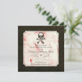 Vintag Grunge Skull Crossbones Bloody Halloween Einladung (Stehend Vorderseite)
