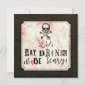 Vintag Grunge Skull Crossbones Bloody Halloween Einladung (Rückseite)