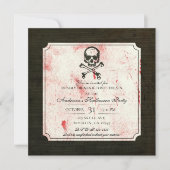 Vintag Grunge Skull Crossbones Bloody Halloween Einladung (Vorderseite)