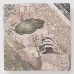 Vintag Grunge Steampunk Glam Viktorianisch Hat Steinuntersetzer