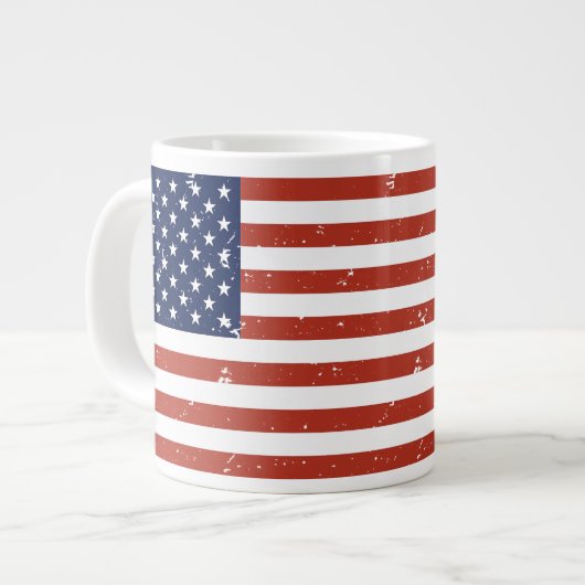 Vintag Grunge Style American Flag Jumbo Tasse (Vorderseite Links)