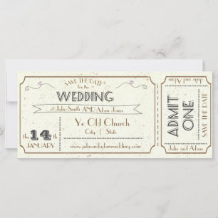 Vintag Grunge Ticket Save the Date