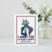 Vintag Grunge Uncle Sam Mops 4. Juli Postkarte (Stehend Vorderseite)
