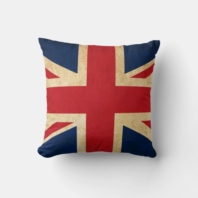 Vintag Grunge United Kingdom Flag Union Jack Kissen (Vorderseite)