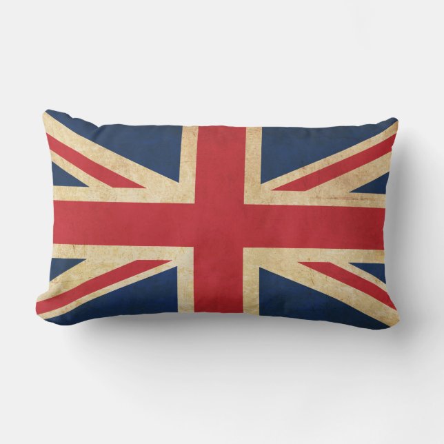 Vintag Grunge United Kingdom Flag Union Jack Lendenkissen (Vorderseite)
