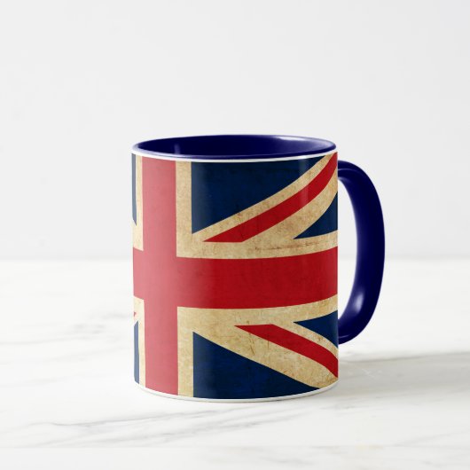 Vintag Grunge United Kingdom Flag Union Jack Tasse (VorderseiteRechts)