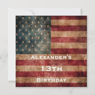 Vintag Grunge USA Stars & Stripes 13. Geburtstag Einladung