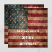 Vintag Grunge USA Stars & Stripes 21. Geburtstag Einladung (Vorne/Hinten)