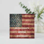 Vintag Grunge USA Stars & Stripes 25. Geburtstag Einladung (Stehend Vorderseite)