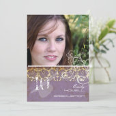 Vintag/Grunge/Wirbel/Damast/Abschlüsse Einladung (Stehend Vorderseite)