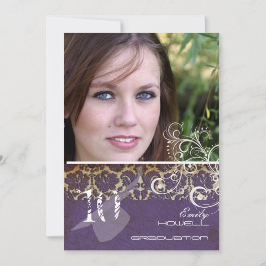 Vintag/Grunge/Wirbel/Damast/Abschlüsse Einladung (Vorderseite)