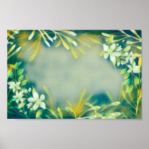 Vintag Grüngraue tropische Pflanze botanisch Poster