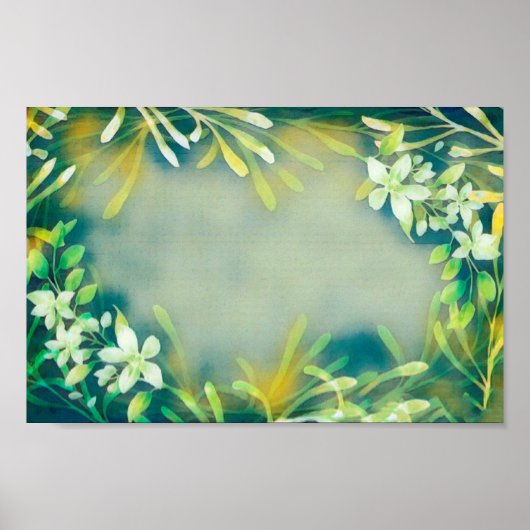 Vintag Grüngraue tropische Pflanze botanisch Poster (Vorne)