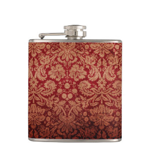 Vintag Grungy Red Damask Flachmann