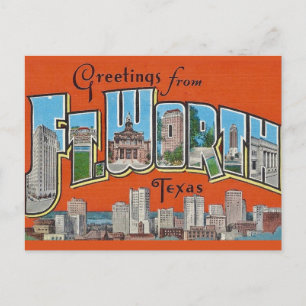 Vintag Gruß Fort Worth TX Postkarte