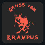 Vintag Gruss vom Krampus Quadratischer Aufkleber<br><div class="desc">Vintag Gruss vom Krampus in roter Farbe</div>