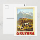 Vintag Gruyere Switzerland Reiseplakat Postkarte (Vorne/Hinten)