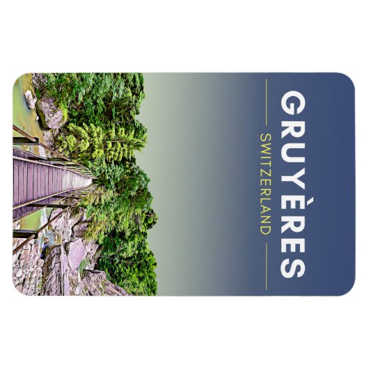 Vintag Gruyeres Schweiz Reisen Magnet (Horizontal)