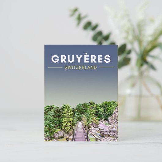 Vintag Gruyeres Schweiz Reisen Postkarte (Stehend Vorderseite)