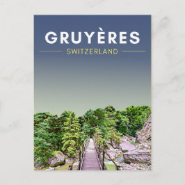 Vintag Gruyeres Schweiz Reisen Postkarte