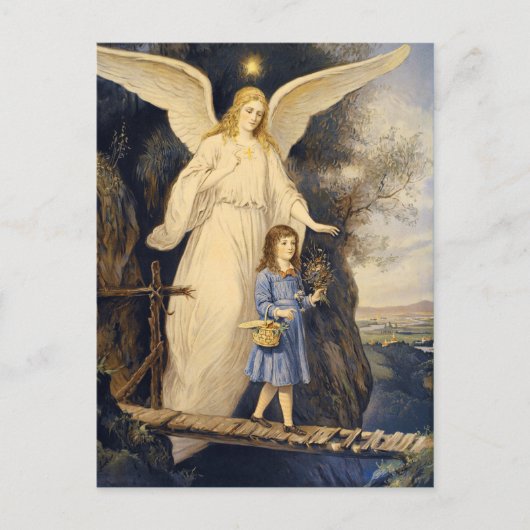Vintag Guardian Angel Postcard Postkarte (Vorderseite)