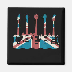 Vintag Guitar Great Britain Flag - Gitarrenspieler Magnet