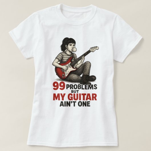 Vintag Guitar Music Lover T - Shirt - 99 Probleme. (Design vorne)
