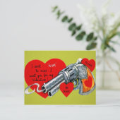 Vintag Gun Valentine Postkarte (Stehend Vorderseite)