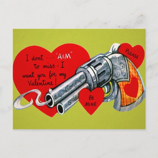 Vintag Gun Valentine Postkarte (Vorderseite)