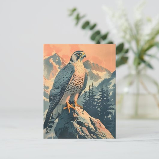 Vintag Gyrfalcon Illustration Postkarte (Stehend Vorderseite)