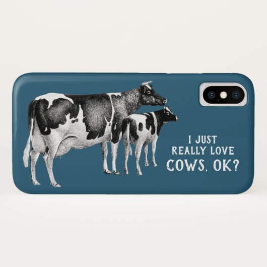 Vintag habe ich wirklich Kühe Liebe | Weißer Text Case-Mate iPhone Hülle (Rückseite (Horizontal))