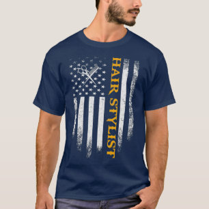Vintag Hair Stylist American Flag Patriotic T-Shirt