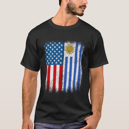 Vintag halb Uruguayische Flagge Uruguay USA T-Shirt (Vorderseite)