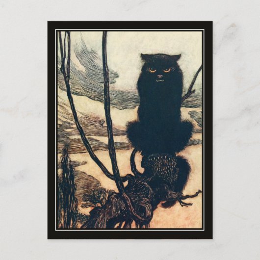 Vintag Halloween Arthur Rackham Black Cat Postkarte (Vorderseite)