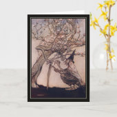 Vintag Halloween Arthur Rackham Witch Karte (Gelbe Blume)