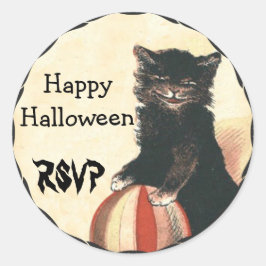 Vintag HALLOWEEN Black Cat UAWG Runder Aufkleber