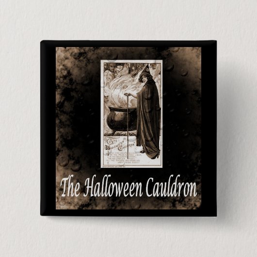 Vintag Halloween Cauldron Button (Vorderseite)