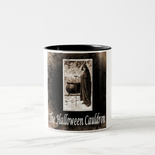 Vintag Halloween Cauldron Zweifarbige Tasse (Mittel)