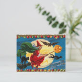 Vintag - Halloween - Der Halloween-Geist Postkarte (Stehend Vorderseite)