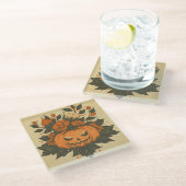 Vintag/Halloween/Fall/Kürbis Glasuntersetzer (Schrägansicht)