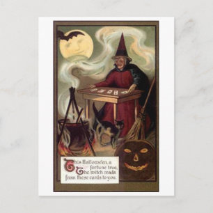 Vintag Halloween Fortune Teller Postkarte