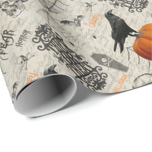 Vintag Halloween Geschenkpapier (Rolleneckpunkt)