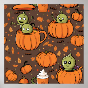 Vintag Halloween Gourd Gang Party Poster
