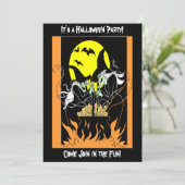 Vintag Halloween Hexen Cauldron Einladung (Stehend Vorderseite)