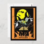 Vintag Halloween Hexen Cauldron Postkarte (Vorne/Hinten)
