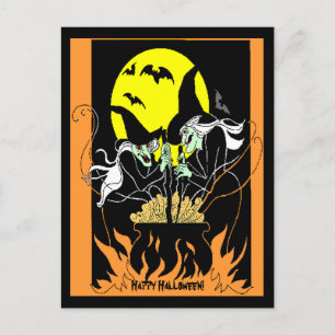 Vintag Halloween Hexen Cauldron Postkarte