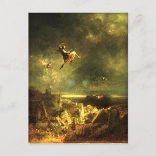 Vintag - Halloween, Hexenfahrt - Spitzweg Postkarte (Vorderseite)