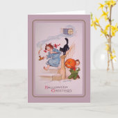 Vintag Halloween Karte (Gelbe Blume)